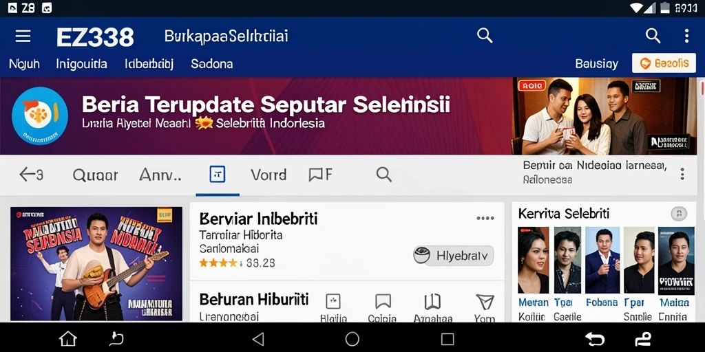 Antarmuka EZ338 menampilkan berita dan artikel seputar selebriti.