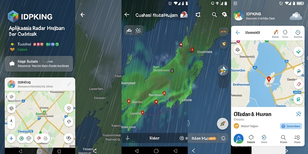 Tampilan antarmuka aplikasi IDPKING dengan fitur Radar Hujan yang lengkap.