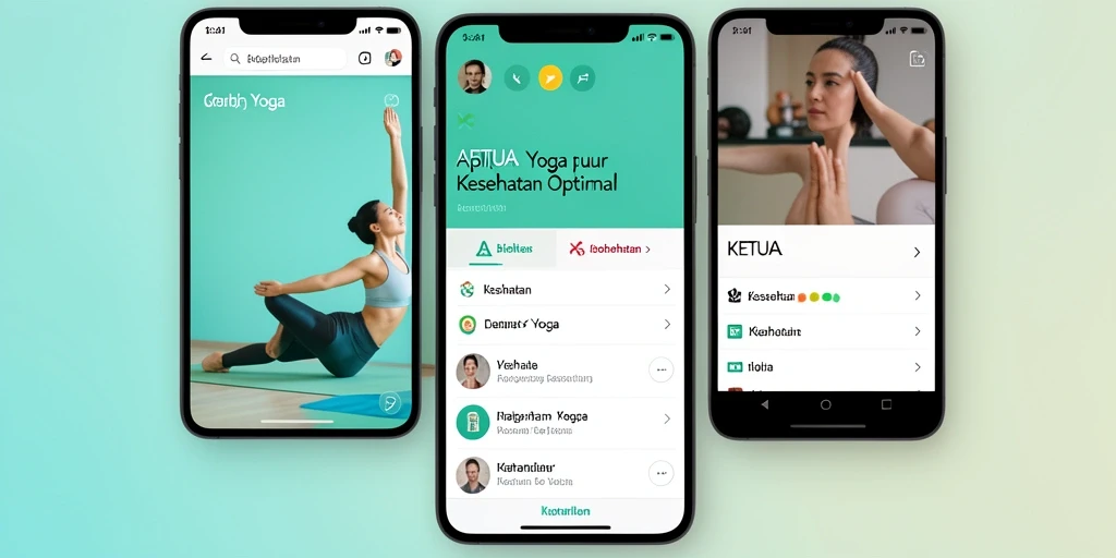 Antarmuka aplikasi KETUA dengan berbagai fitur yoga.