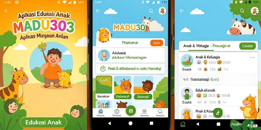 Tampilan antarmuka MADU303 yang ceria dan ramah anak.
