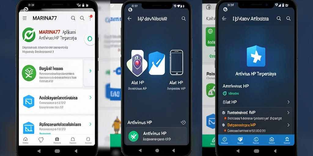 Antarmuka MARINA77 menampilkan fitur pemindaian antivirus secara jelas.