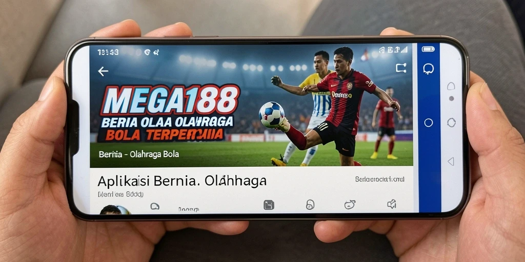 Antarmuka MEGA188 yang menampilkan berita olahraga bola.