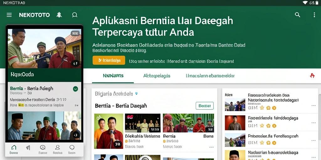 Tampilan antarmuka aplikasi NEKOTOTO untuk berita daerah.