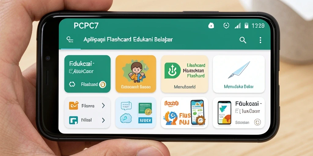 Antarmuka PCPC7 yang menarik untuk aplikasi Flashcard edukasi.