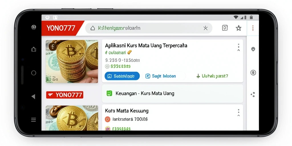Tampilan antarmuka aplikasi YONO777 dengan fitur Kurs Mata Uang.