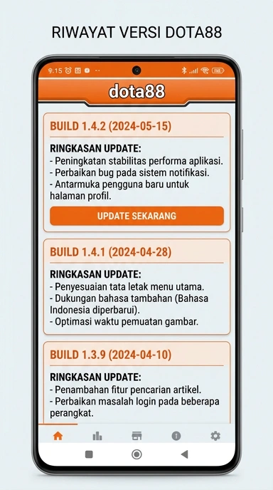 Riwayat Versi Dota88 untuk Pengguna Android